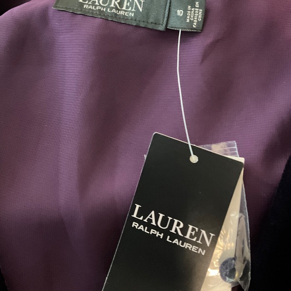 NWT Lauren Ralph Lauren Velvet Button Front Puff Sleeve Top 10 - Picture 9 of 11